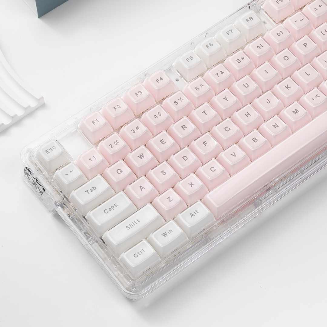 Pc Gaming Fullset - Przezroczyste klawisze Crystal Pink White MDA