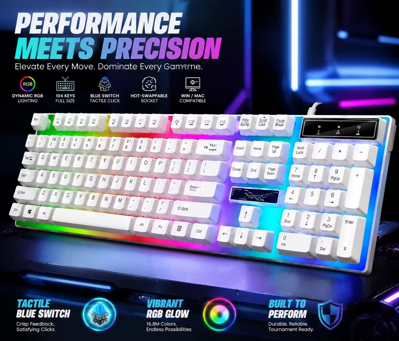 Pc Gaming Fullset - Podświetlana RGB 104-klawiszowa pełnowymiarowa mechaniczna przewodowa