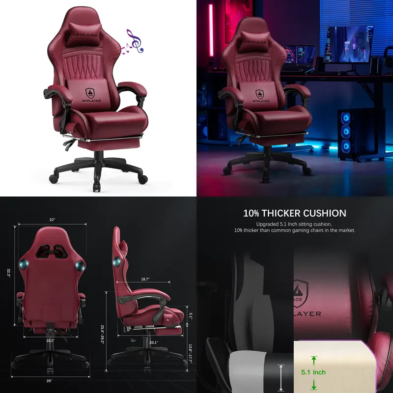 Gaming Speaker - Krzesło gamingowe GTPLAYER z wbudowanymi głośnikami,