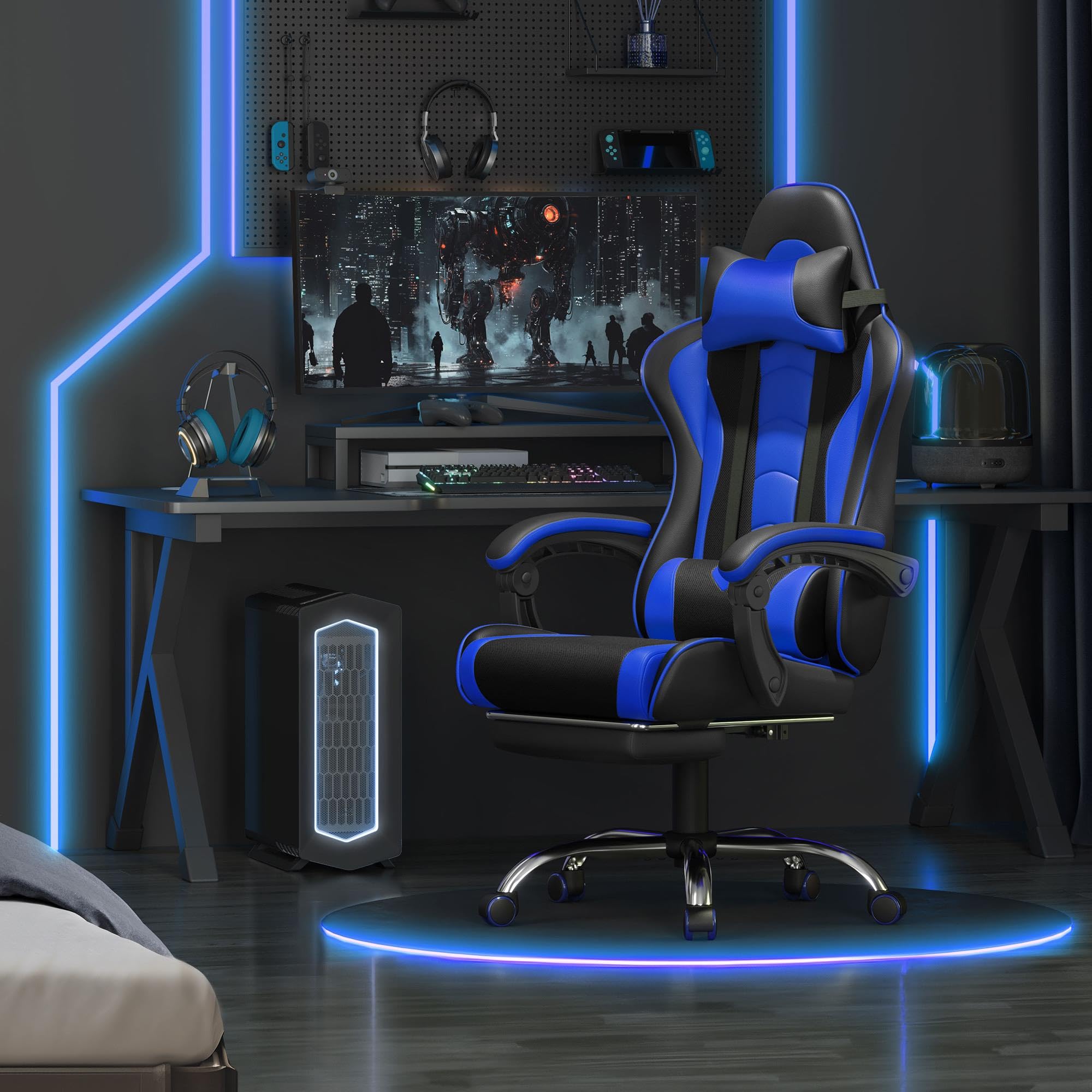 Krzesło gamingowe z podnóżkiem – Gaming Chair Lumbar Pillow recenzja i cena